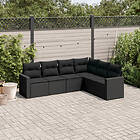 vidaXL Loungegrupp med dynor 6 delar svart konstrotting 3251342