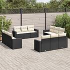 vidaXL Loungegrupp med dynor 12 delar svart konstrotting 3251103