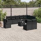 vidaXL Loungegrupp för trädgården m. dynor 11 delar konstrotting svart 3251452