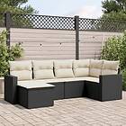 vidaXL Loungegrupp med dynor 6 delar svart konstrotting 3251593