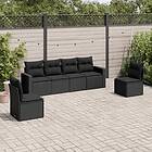 vidaXL Loungegrupp med dynor 6 delar svart konstrotting 3251142