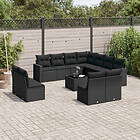 vidaXL Loungegrupp med dynor 12 delar svart konstrotting 3251472