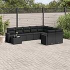 vidaXL Loungegrupp 10 delar med svarta dynor konstrotting 3251792