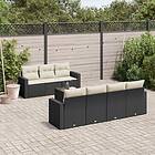 vidaXL Loungegrupp för trädgården med dynor 8 delar svart konstrotting 3251063