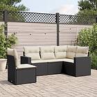 vidaXL Loungegrupp för trädgården med dynor 5 delar svart konstrotting 3251303
