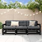 vidaXL Loungegrupp 3 delar svart massiv furu 825531
