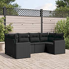 vidaXL Loungegrupp med dynor 6 delar svart konstrotting 3251712