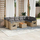 vidaXL Soffgrupp för trädgård med dynor 10 delar beige konstrotting 3224708