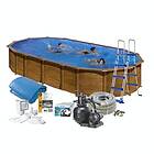 Swim & Fun Poolpaket Brown Steel Oval Baspaket 120 cm Djup 2712S