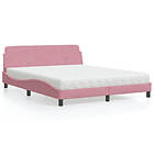 vidaXL Säng med madrass rosa 160x200 cm sammet