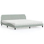 vidaXL Säng med madrass ljusgrå 200x200 cm sammet
