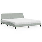 vidaXL Säng med madrass ljusgrå 180x200 cm sammet