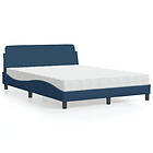 vidaXL Säng med madrass blå 140x200 cm tyg