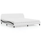 vidaXL Säng med madrass vit och svart 200x200 cm konstläder
