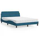 vidaXL Säng med madrass blå 140x190 cm sammet