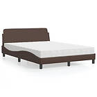 vidaXL Säng med madrass brun 140x190 cm konstläder