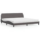 vidaXL Säng med madrass grå 200x200 cm konstläder