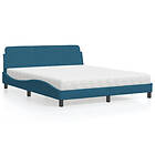 vidaXL Säng med madrass blå 160x200 cm sammet