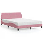 vidaXL Säng med madrass rosa 140x200 cm sammet