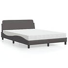 vidaXL Säng med madrass grå 140x200 cm konstläder