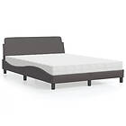 vidaXL Säng med madrass grå 140x190 cm konstläder
