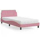 vidaXL Säng med madrass rosa 100x200 cm sammet