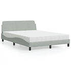 vidaXL Säng med madrass ljusgrå 140x190 cm sammet