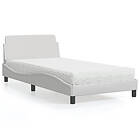 vidaXL Säng med madrass vit 100x200 cm konstläder