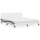 vidaXL Säng med madrass vit och svart 180x200 cm konstläder