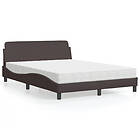 vidaXL Säng med madrass mörkbrun 120x200 cm tyg