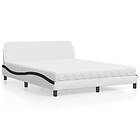 vidaXL Säng med madrass vit och svart 160x200 cm konstläder