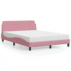 vidaXL Säng med madrass rosa 140x190 cm sammet