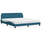 vidaXL Säng med madrass blå 180x200 cm sammet