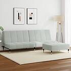 vidaXL Bäddsoffa 2-sits med fotpall ljusgrå sammet 3258145