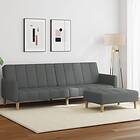 vidaXL Bäddsoffa 2-sits med fotpall mörkgrå tyg 3258089
