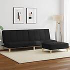 vidaXL Bäddsoffa 2-sits med fotpall svart tyg 3258140