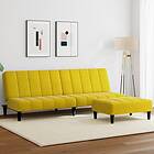 vidaXL Bäddsoffa 2-sits med fotpall gul sammet 3258096