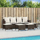 vidaXL Loungegrupp för trädgården med dynor 5 delar brun konstrotting 3261558