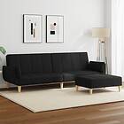 vidaXL Bäddsoffa 2-sits med fotpall svart tyg 3258143