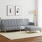 vidaXL Bäddsoffa 2-sits med fotpall ljusgrå tyg 3258088
