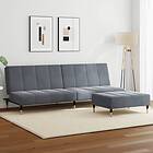vidaXL Bäddsoffa 2-sits med fotpall mörkgrå sammet 3258146