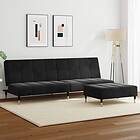 vidaXL Bäddsoffa 2-sits med fotpall svart sammet 3258148