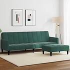 vidaXL Bäddsoffa 2-sits med fotpall mörkgrön sammet 3258100