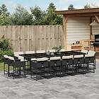 vidaXL Matgrupp för trädgården med dynor 15 delar svart konstrotting 3278177