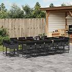 vidaXL Matgrupp för trädgården med dynor 15 delar svart konstrotting 3278178