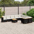 vidaXL Loungegrupp 10 delar med svarta dynor konstrotting 3262007