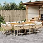 vidaXL Matgrupp för trädgården med dynor 13 delar beige konstrotting 3278175