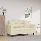 vidaXL 2-sits soffa med prydnadskuddar gräddvit 120 cm konstläder 3200984