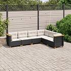 vidaXL Loungegrupp med dynor 6 delar svart konstrotting 3261857