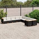 vidaXL Loungegrupp 10 delar med svarta dynor konstrotting 3262043